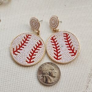 Baseball Beaded Earrings
